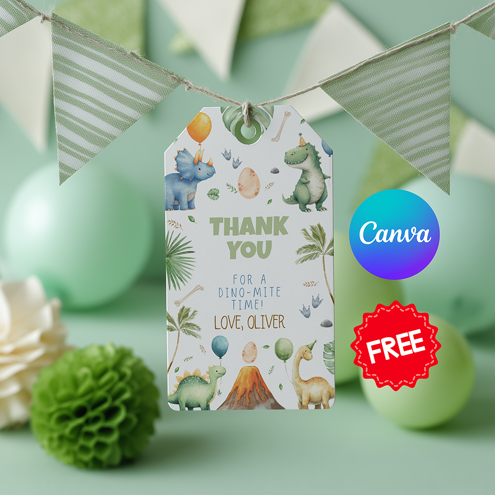 Free Printable Dinosaur Favor Tags