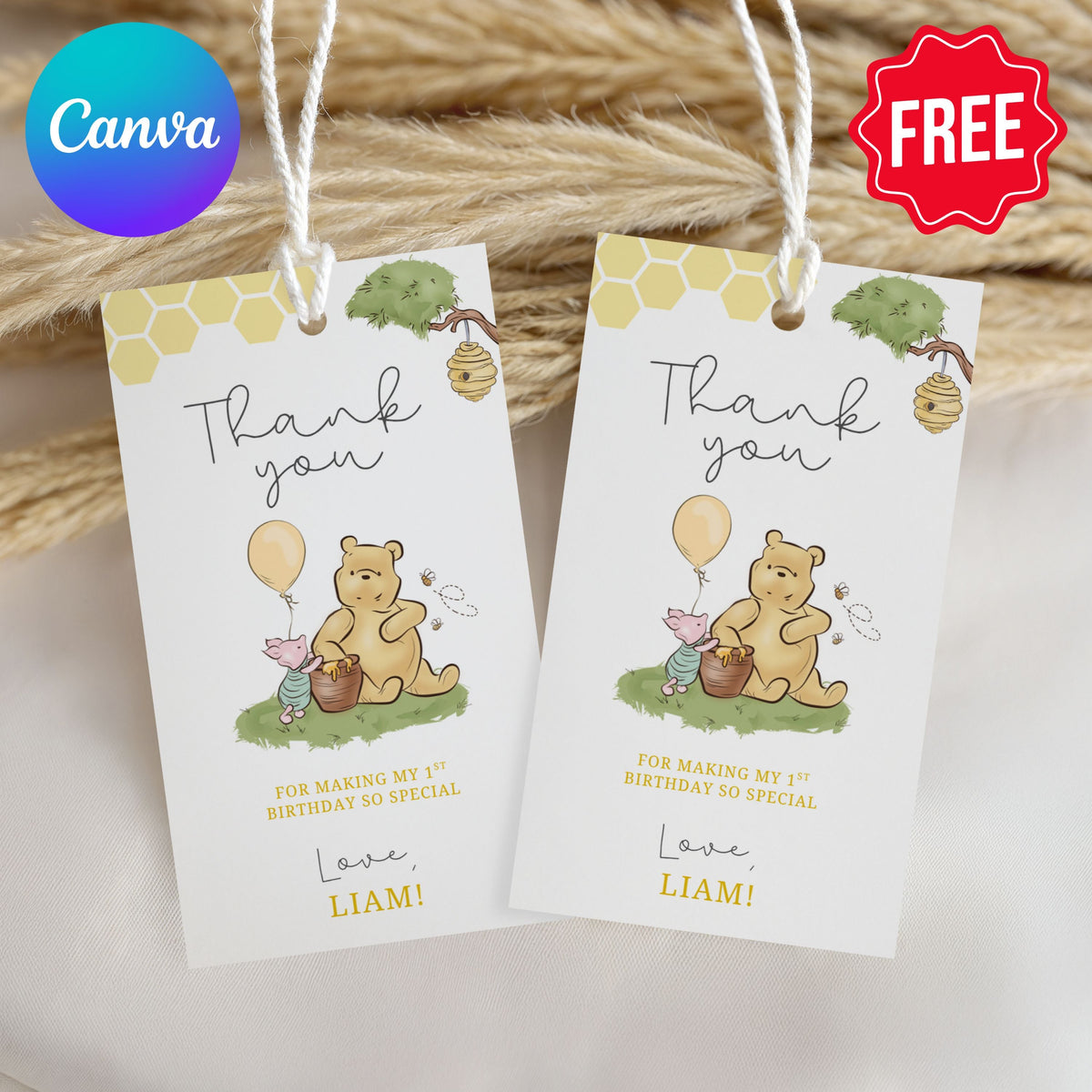 Free Printable Winnie the Pooh Favor Tags