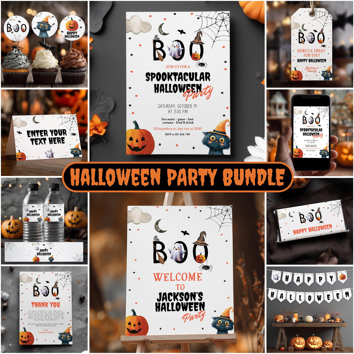 Halloween Party Bundle Decoration, Halloween Printable Template Download