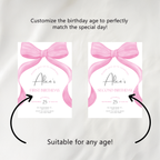 Pink Bow 1st Birthday Decorations, Pink Bow Party Package Birthday, First Birthday Pink Bundle Party , Template Download 9156