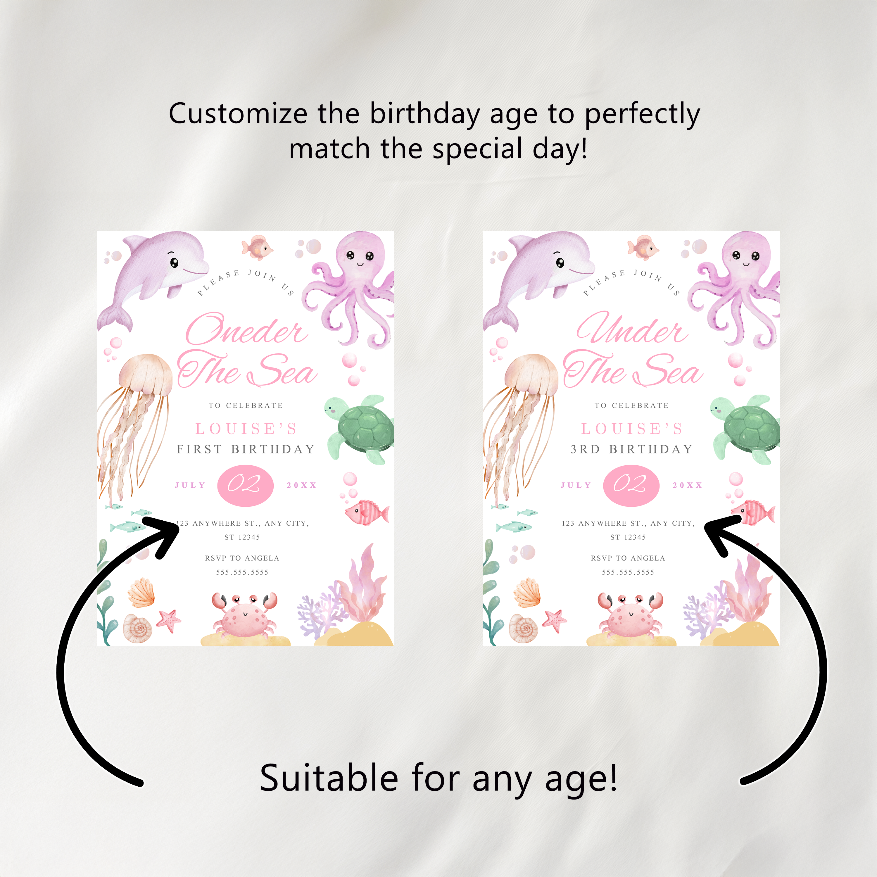 Under the Sea Invitation, Birthday Party Invite 9181