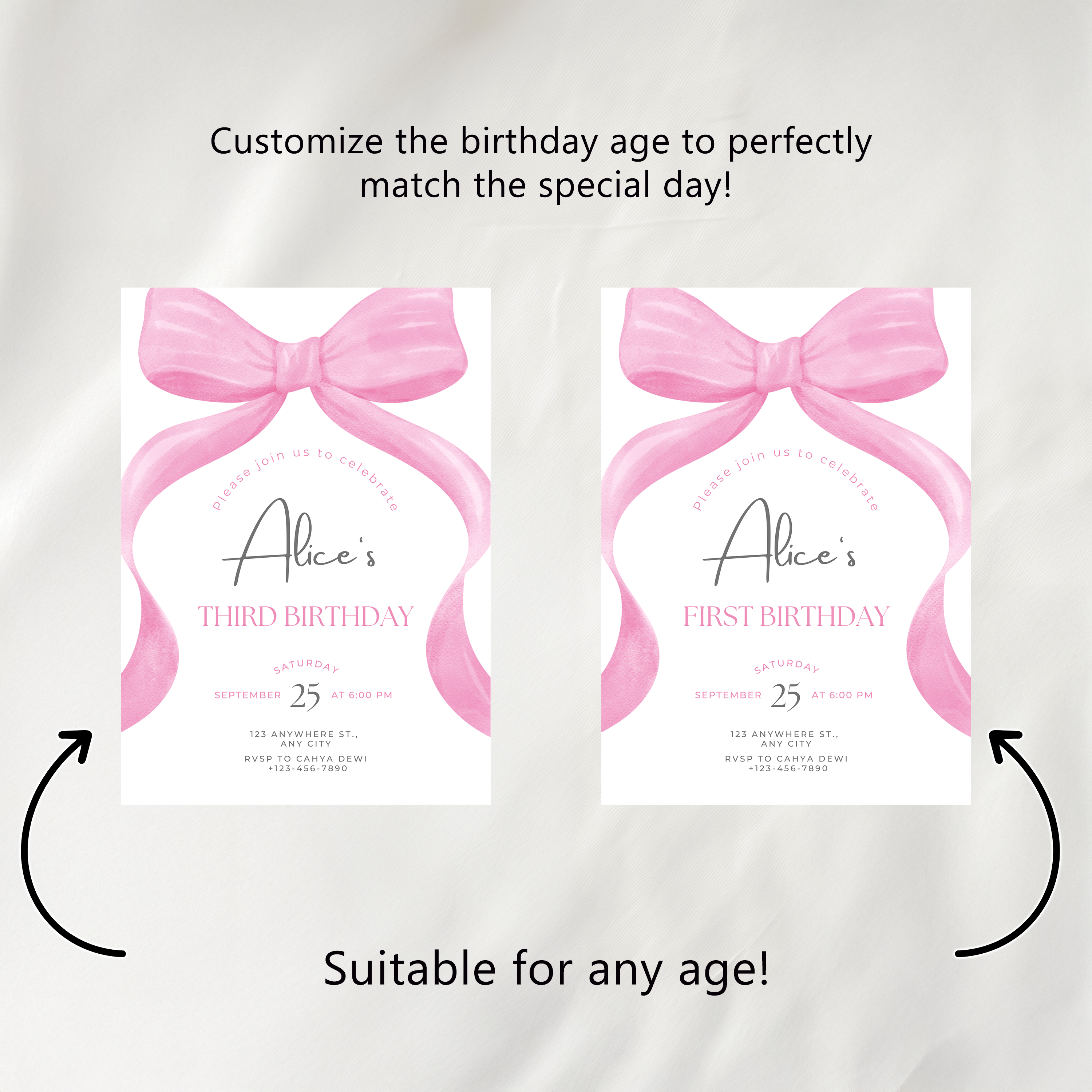 Editable Pink Bow Party Decorations, Pink Bow Party Package Birthday, Pink Coquette Bundle Party Template Digital Instant Download 9158