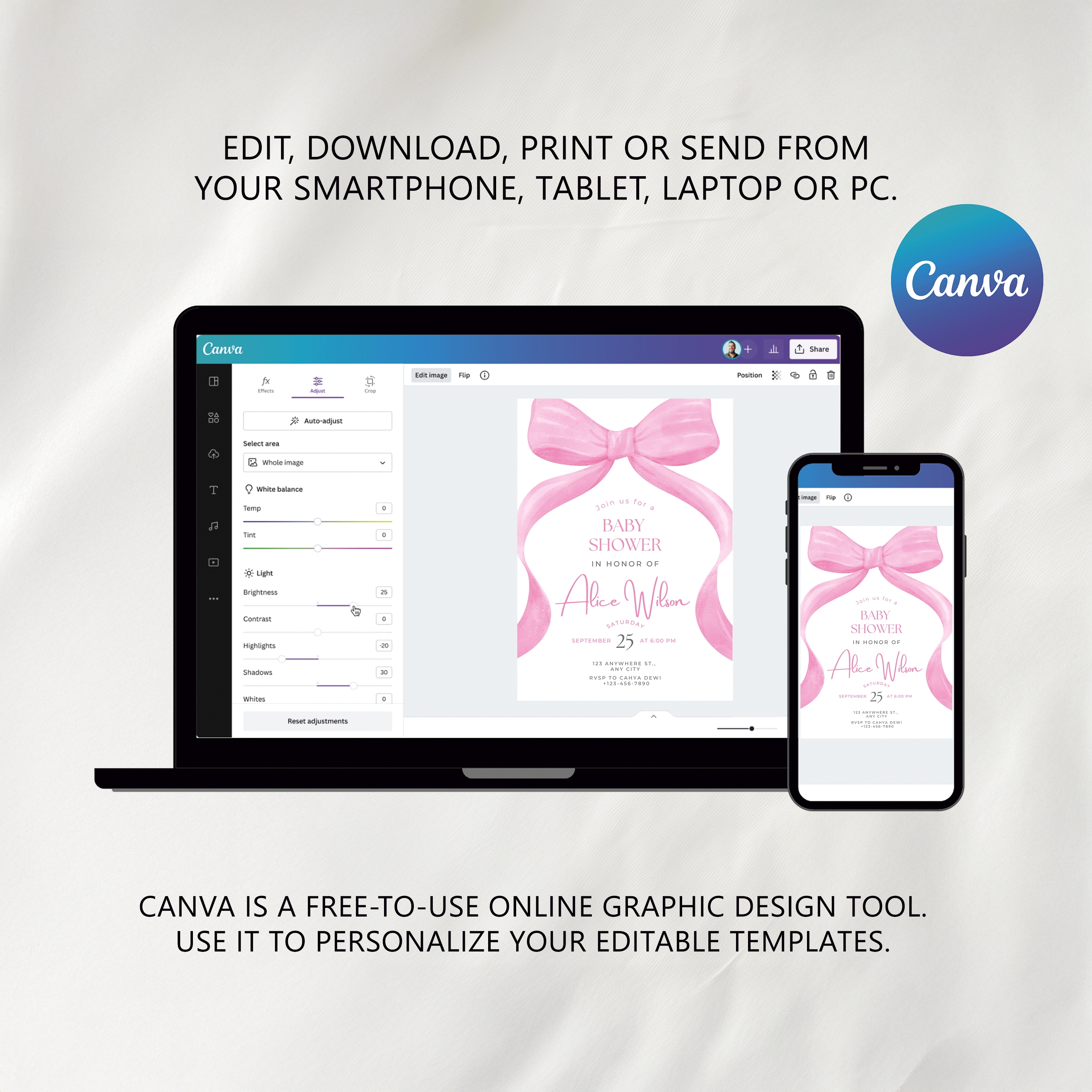 Pink Bow Favor Tags, Pink Coquette Bow Baby Shower Thank You Tags 9303