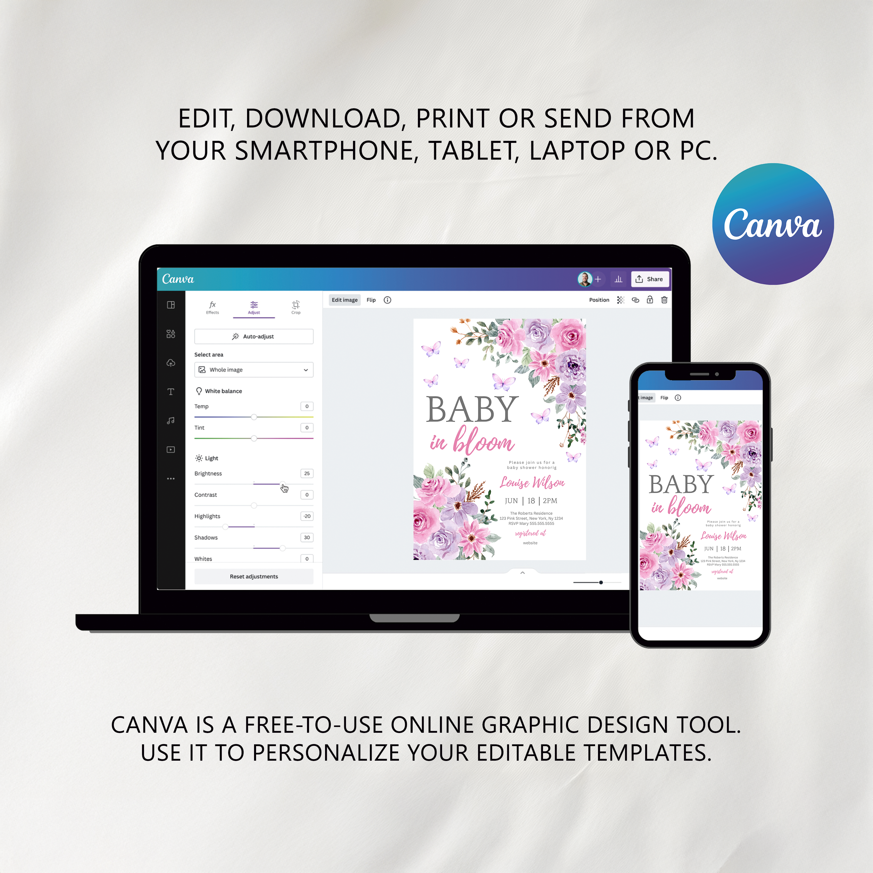 Baby in Bloom Thank You Card Template, Lilac Flowers Special Thanks 9196