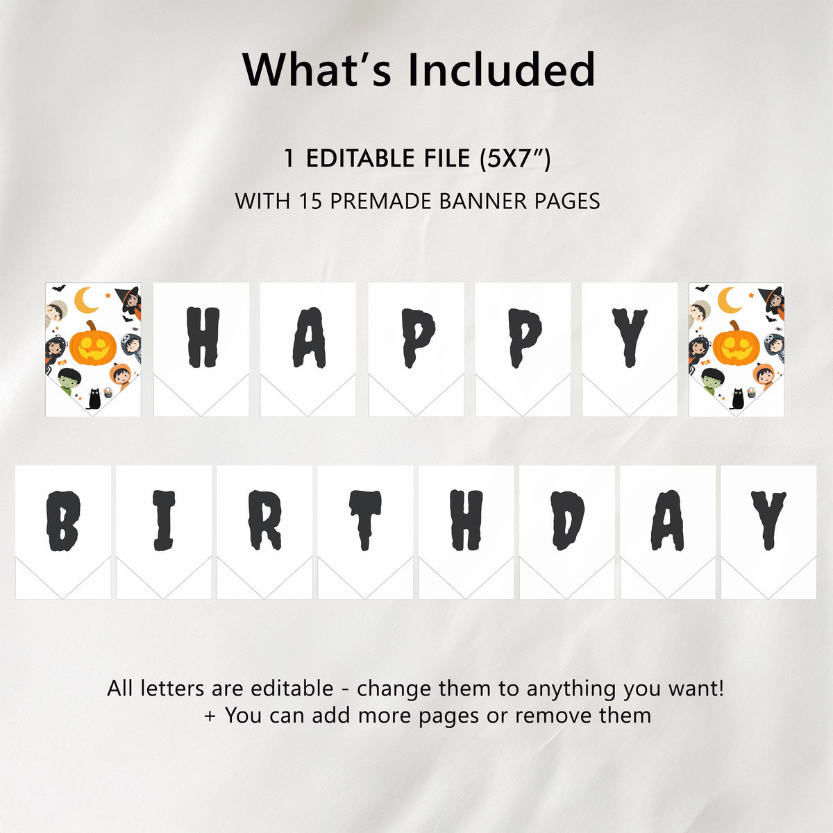 Costume Party Happy Birthday Banner, Halloween Birthday Printable Banners