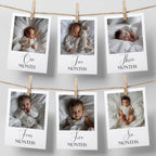 Minimalist First Birthday Photo Banner, 1st Birthday Photo Banner, Gender Neutral Photo Cards, Modern Monthly Milestone Photo Cards  9175