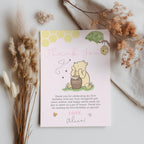 Pink Winnie the Pooh Thank You Card Template, Printable Thanks Card