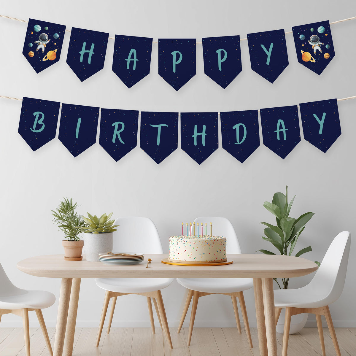 Editable Space Astronaut Happy Birthday Banner | Second Trip Around the Sun Printable Birthday Party Banner | Instant Download
