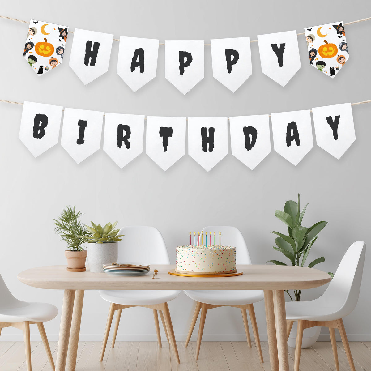 Costume Party Happy Birthday Banner, Halloween Birthday Printable Banners