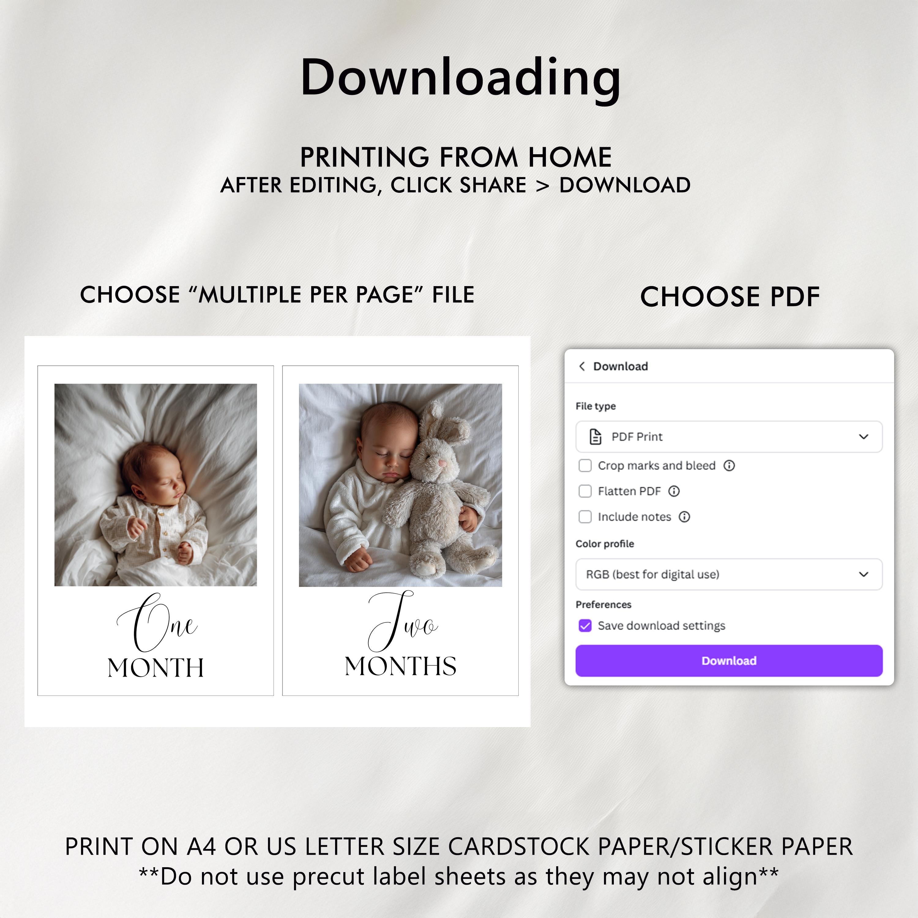 Minimalist First Birthday Photo Banner, 1st Birthday Photo Banner, Gender Neutral Photo Cards, Modern Monthly Milestone Photo Cards  9175