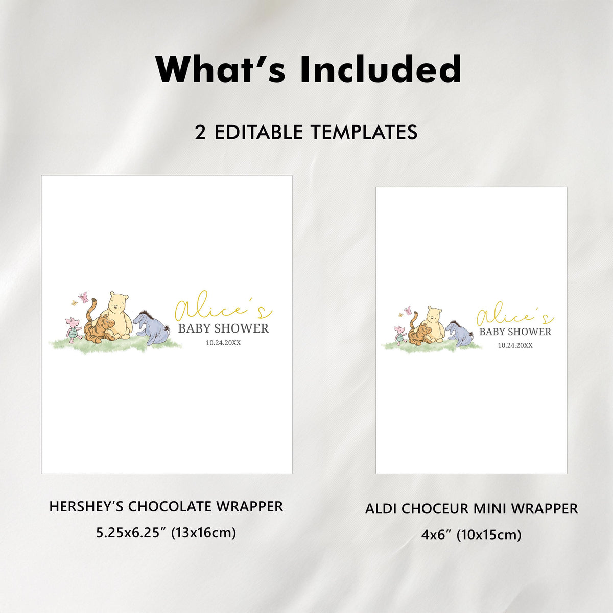 Winnie the Pooh Chocolate Wrappers, Baby Shower Candy Bar Wrapper
