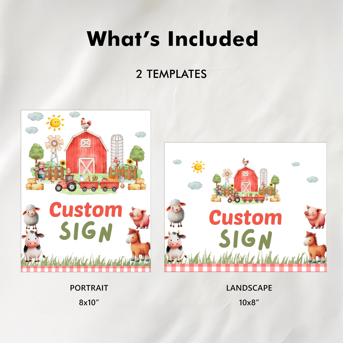 Farm Custom Signs, First Birthday Barnyard , 8x10 Sign, Printable 1st Signs