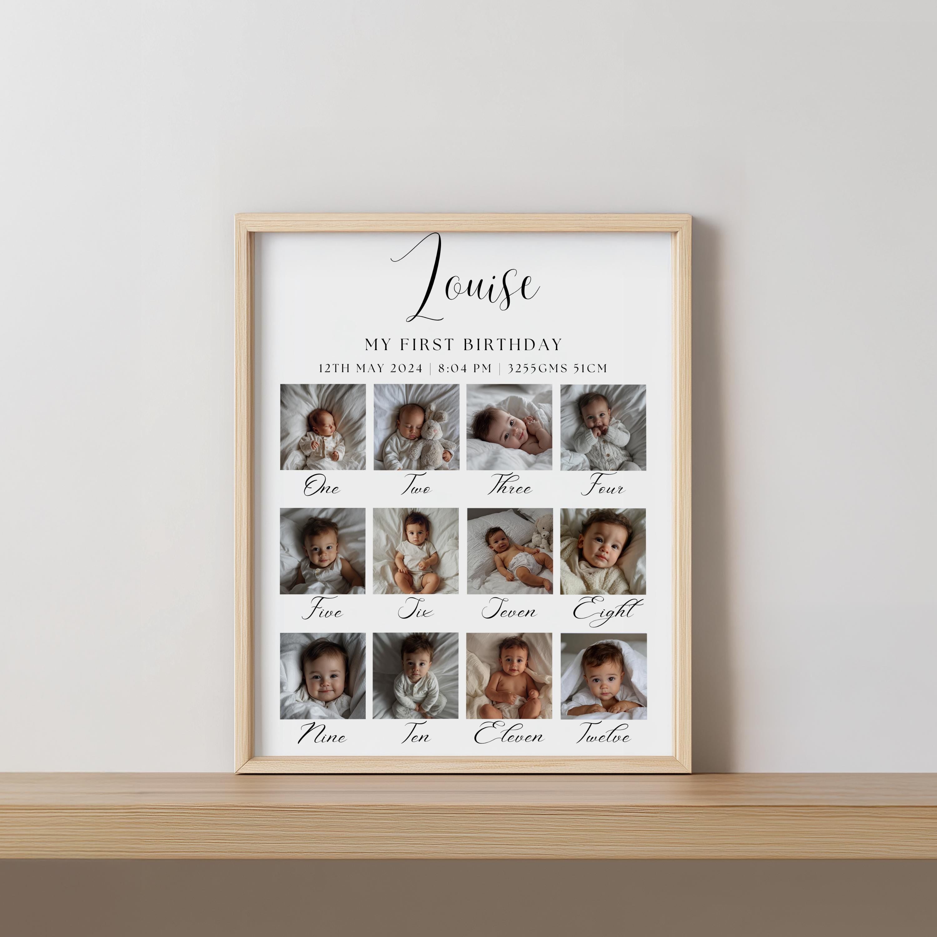Minimalist Modern First Birthday Milestone Sign, Gender neutral Milestone Board, Baby 1st Year 9175