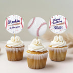 Baseball Cupcake Topper, Rookie 1st Birthday Cupcake Toppers