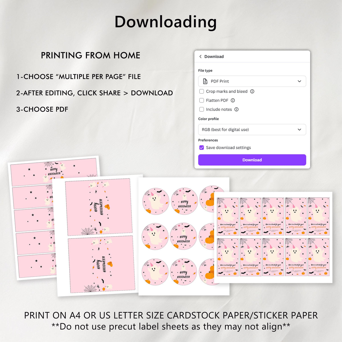 Pink Halloween Party Bundle, Hey Boo Girl Halloween Decorations Printable Download