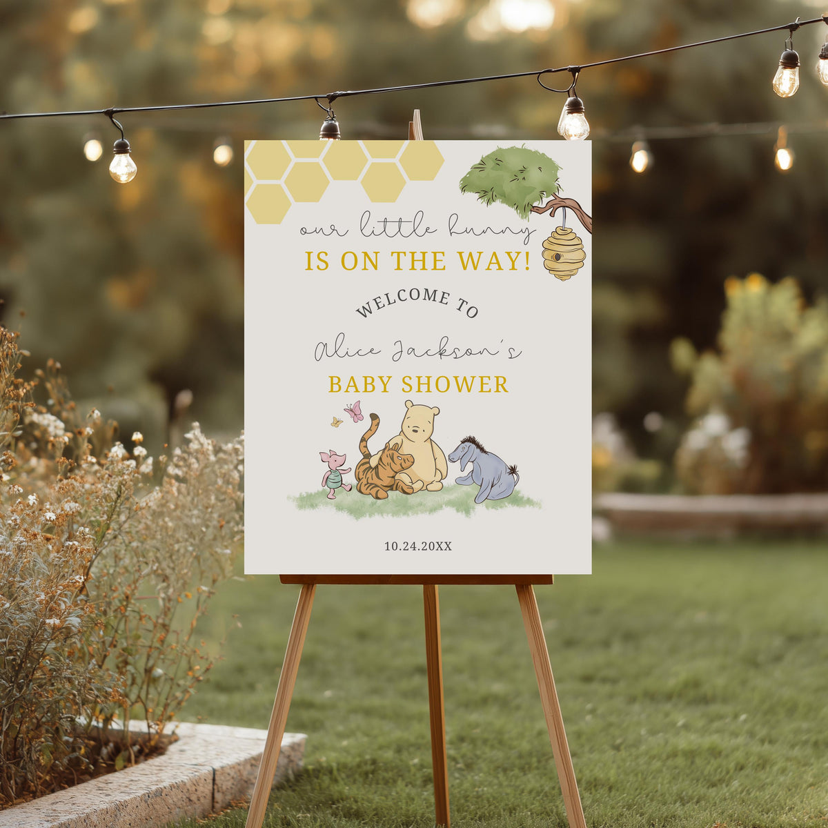Winnie the Pooh Baby Shower Welcome Sign, Template Party Signs