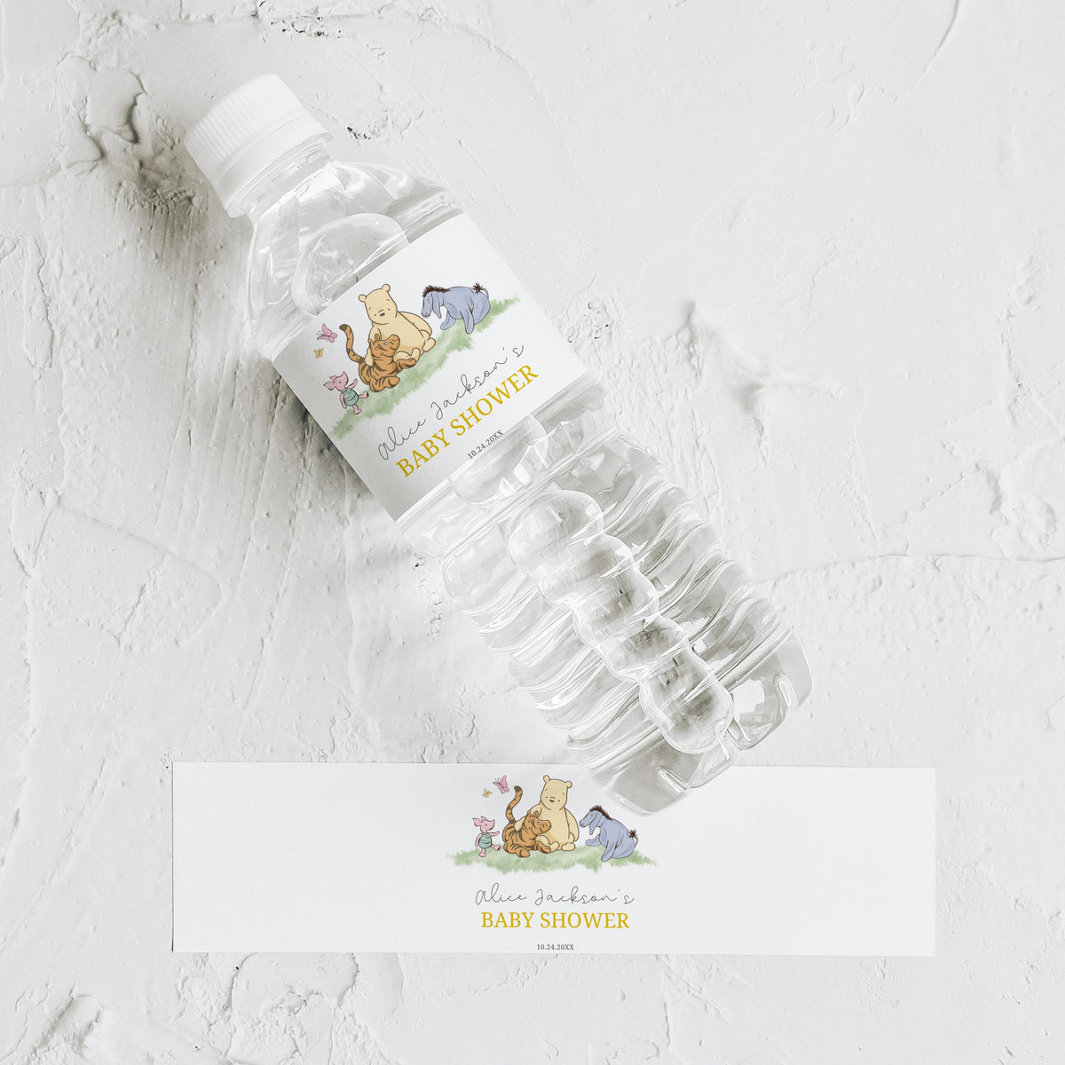 Winnie the Pooh Water Bottle Labels, Baby Shower Label
