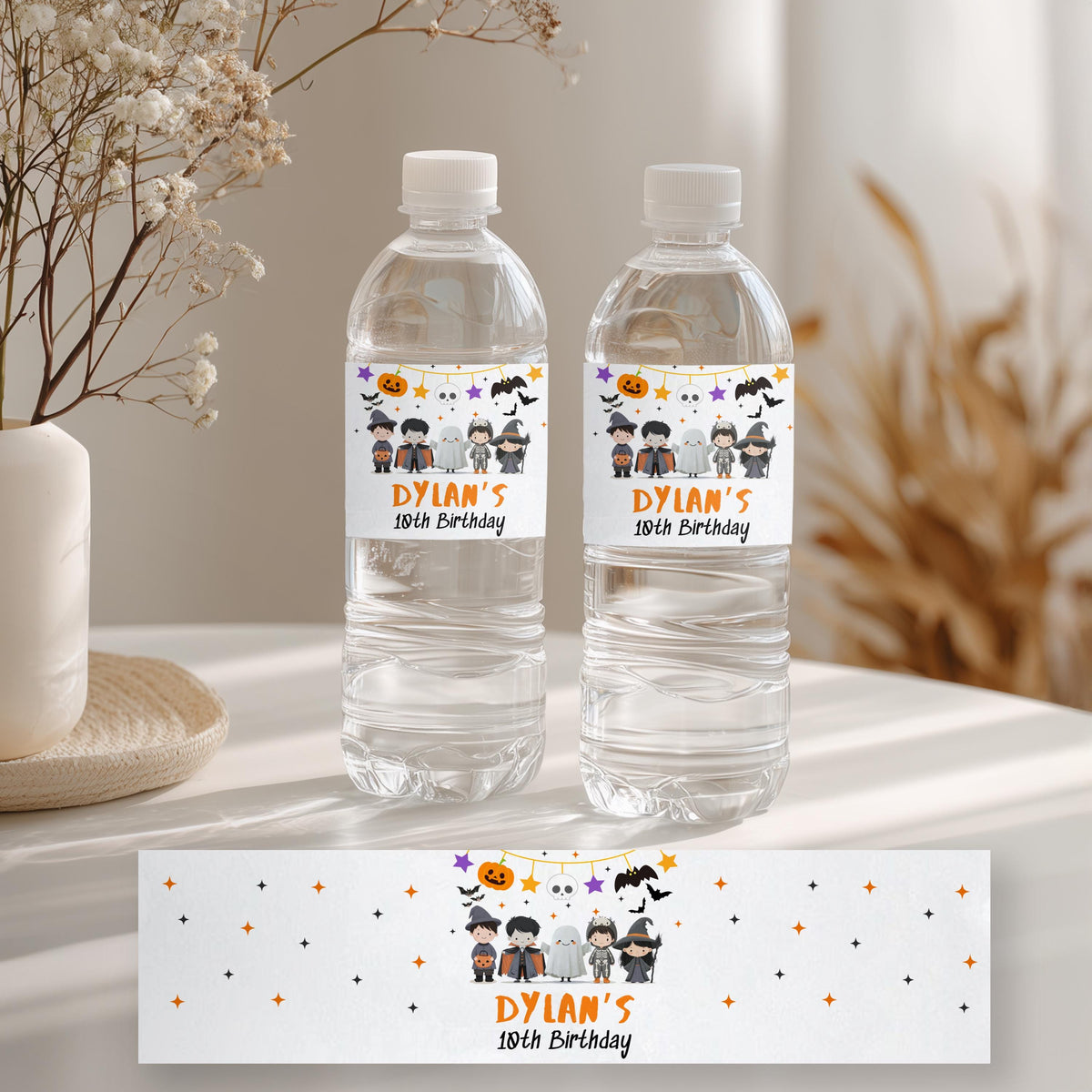 Halloween Costume Party Birthday Bottle Label | Halloween Costume Party Water Bottle Label | Canva Template
