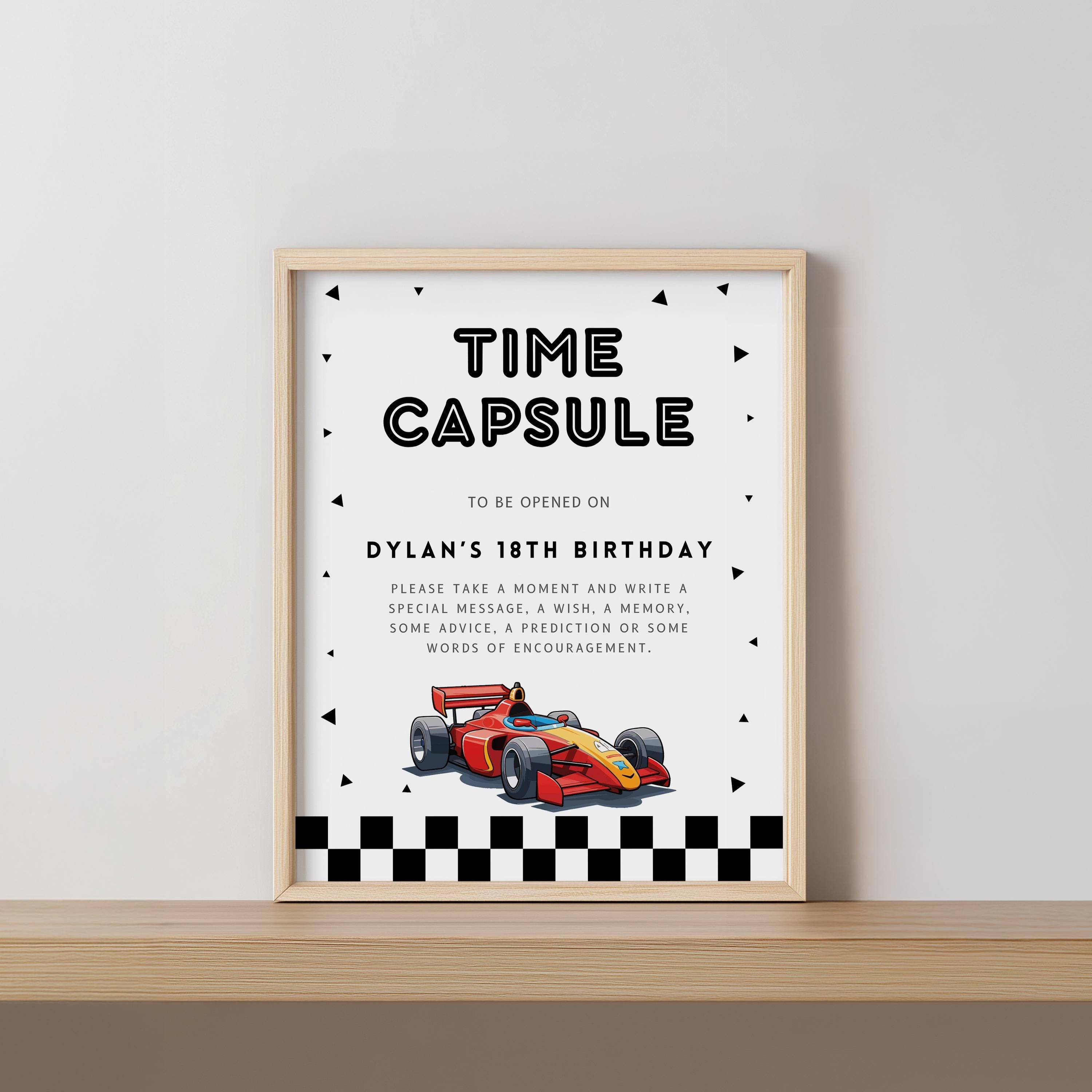 Race Cars First Birthday Time Capsule Sign, Red Car 1st Birthday Time Capsule, 1st Birthday Red Decorations 5987