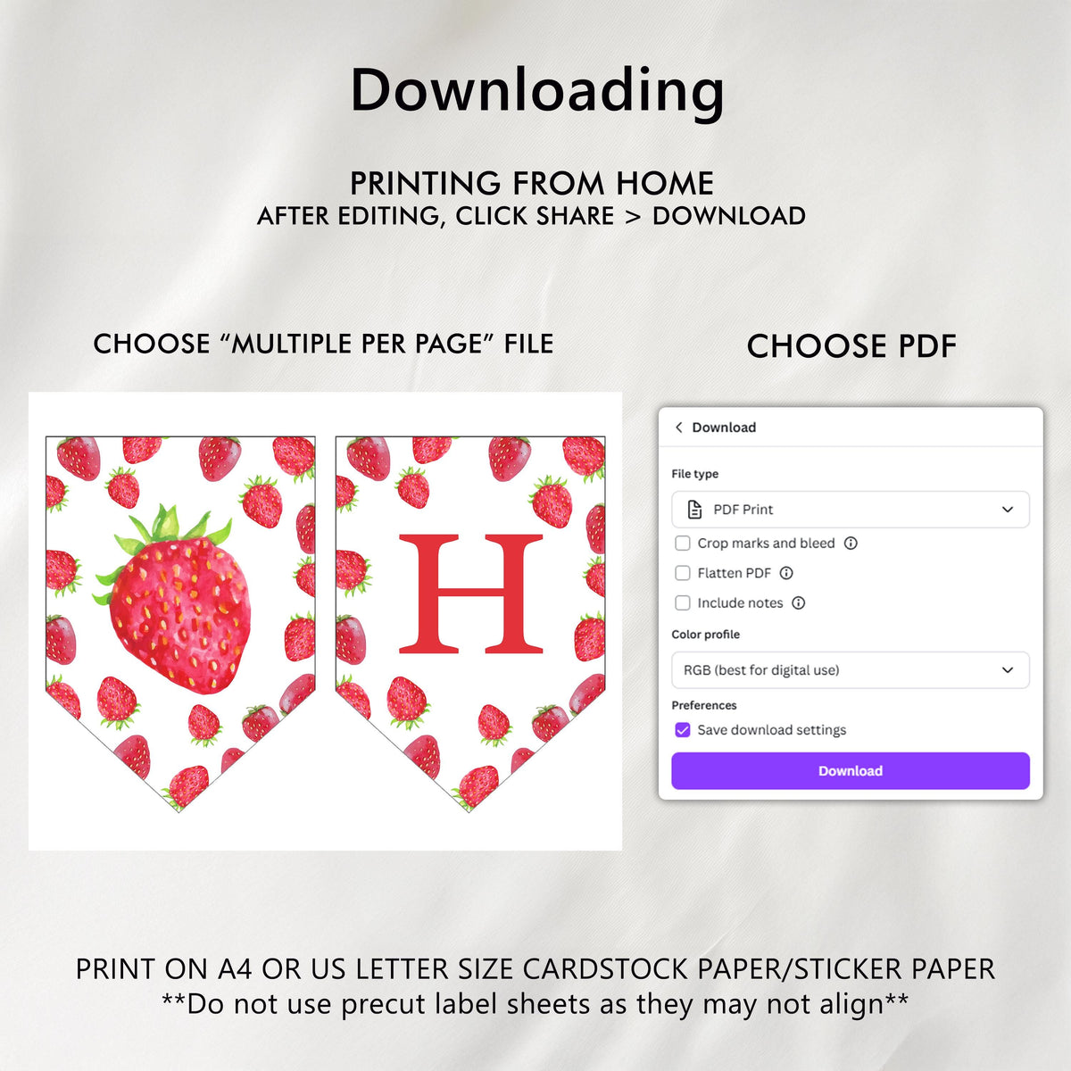 Strawberry Birthday Banner, Berry First Happy Birthday Printable Banners