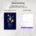 Astronaut Birthday Invitation | Second Trip Around the Sun | Editable Canva Template | Space Birthday Invite