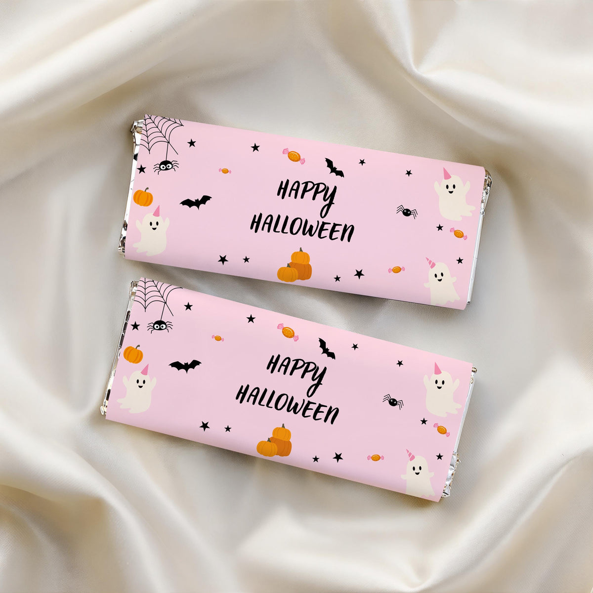 Girl Halloween Chocolate Wrapper, Pink Ghost Halloween Candy Bar Wrappers