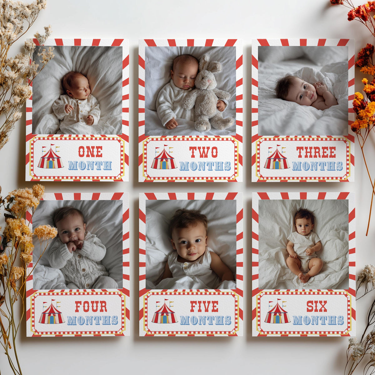 Circus Milestone Photo, Carnival Baby's 1st Year Month Photos