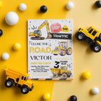 Editable Construction Invitation, Tractor Truck Invitations , Dump Truck Party Invite, Printable template Digital 9152
