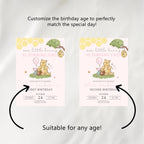 Pink Winnie the Pooh Cupcake Topper, Birthday Cupcake Toppers