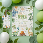 Dinosaur 1st Birthday Invitation , Dinosaur First Birthday, Dinosaur Birthday, Printable Birthday Invitation, 1st Birthday Boy 9165