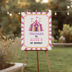 Pink Circus Welcome Sign, 1st Birthday Sign