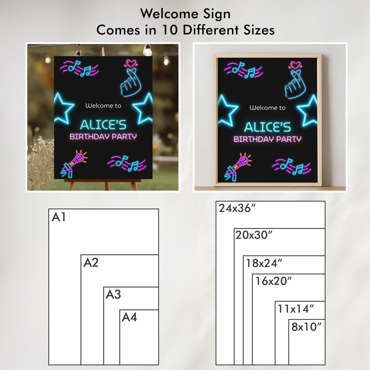 Editable Music Neon K-pop Party Decorations | Music Neon Kpop Singer Birthday Bundle | Music Korean Pop Party Set | Instant Download
