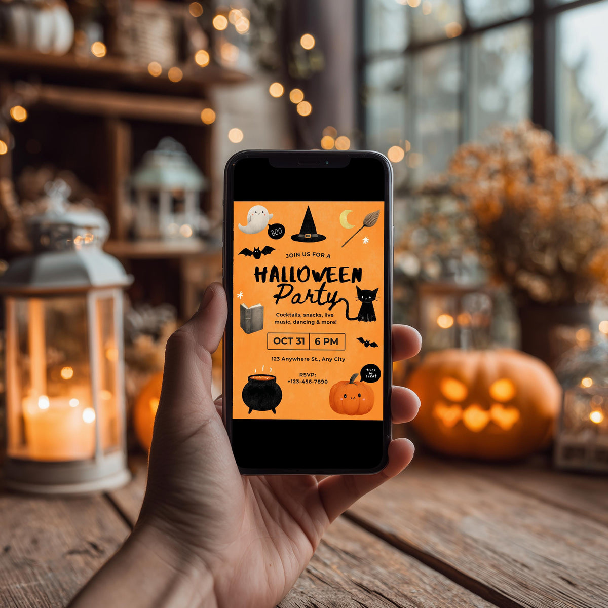Editable Halloween Cute Costume Party Invitation, Halloween Costume Party Invitation, Instant Download