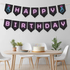 Editable Music Neon K-pop Happy Birthday Banner | Kpop Printable Birthday Party Banner | Instant Download