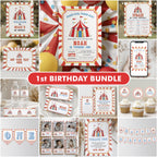 Circus Birthday Bundle, Carnival 1st Party Decoration, Printable Party Set