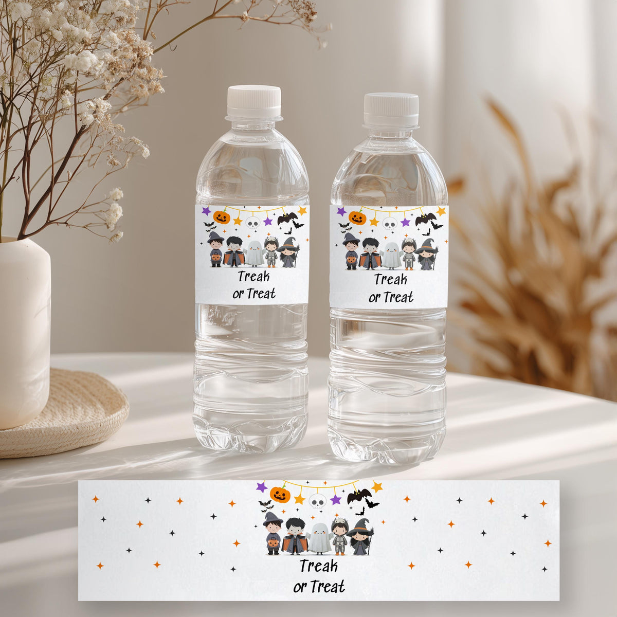 EDITABLE Halloween Pumpkin Face Party Bottle label, Halloween Pumpkin Face Party Water Bottle Label, Download Printable Templates