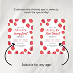 Strawberry Invitation , Berry First Birthday Invite