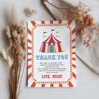 Circus Thank You Card Template, Carnival Printable Thanks Card