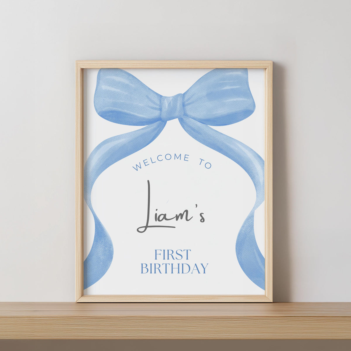 Blue Bow Birthday Welcome Sign Template