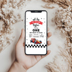Racing Car Birthday Invitation Template, Fast Car Birthday Invite, Fast One Birthday Invitation Template 5987