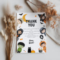 Halloween Editable Birthday Thank you card, Halloween Costume Thank you card Printable Spooky Party Template Instant Download