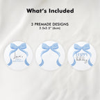 Blue Bow Cupcake Toppers, Blue Bow 1st Birthday, Coquette First Cupcake Toppers, 1st Birthday Boy, Blue Ribbon Birthday