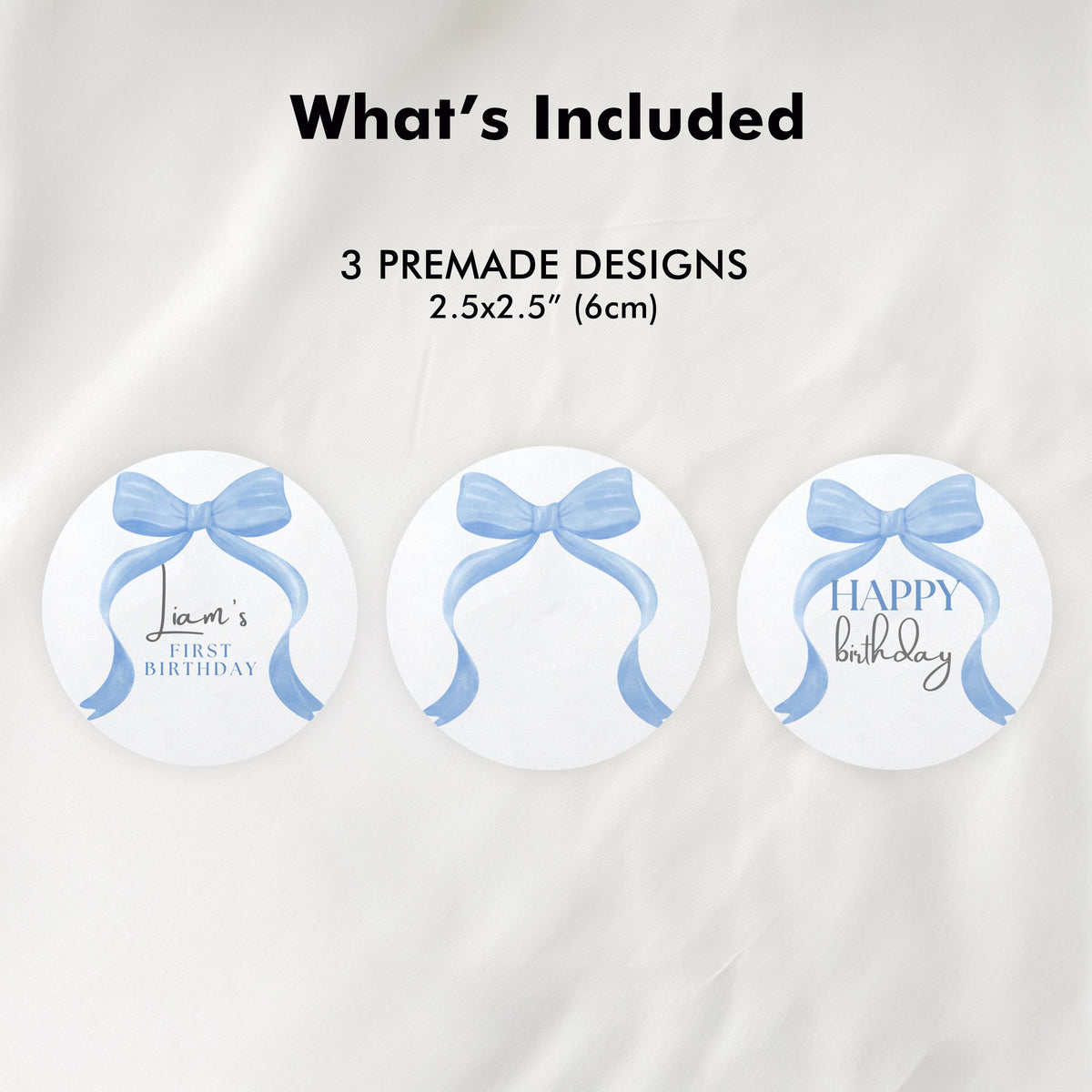 Blue Bow Cupcake Toppers, Blue Bow 1st Birthday, Coquette First Cupcake Toppers, 1st Birthday Boy, Blue Ribbon Birthday