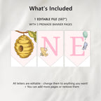 Pink Winnie the Pooh High Chair Banner, Printable Bunting Flag