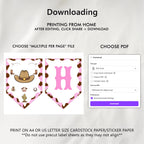 Editable Cowgirl First Rodeo Happy Birthday Banner | Printable Birthday Party Banner | Instant Download 8538