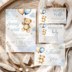 Teddy Bear Baby Shower Invitation Bundle, We can Bearly wait Baby Party Invite