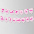 EDITABLE Hot Pink Doll Summer Happy Birthday Banner, Pink Pool Party Happy Birthday Banner Printable Party Templates Instant download