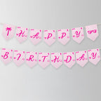 EDITABLE Hot Pink Doll Summer Happy Birthday Banner, Pink Pool Party Happy Birthday Banner Printable Party Templates Instant download