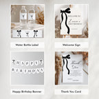 Black Bow Minimalist First Birthday Bundle, 1st Birthday Party Set, Gender neutral Decorations, 9174