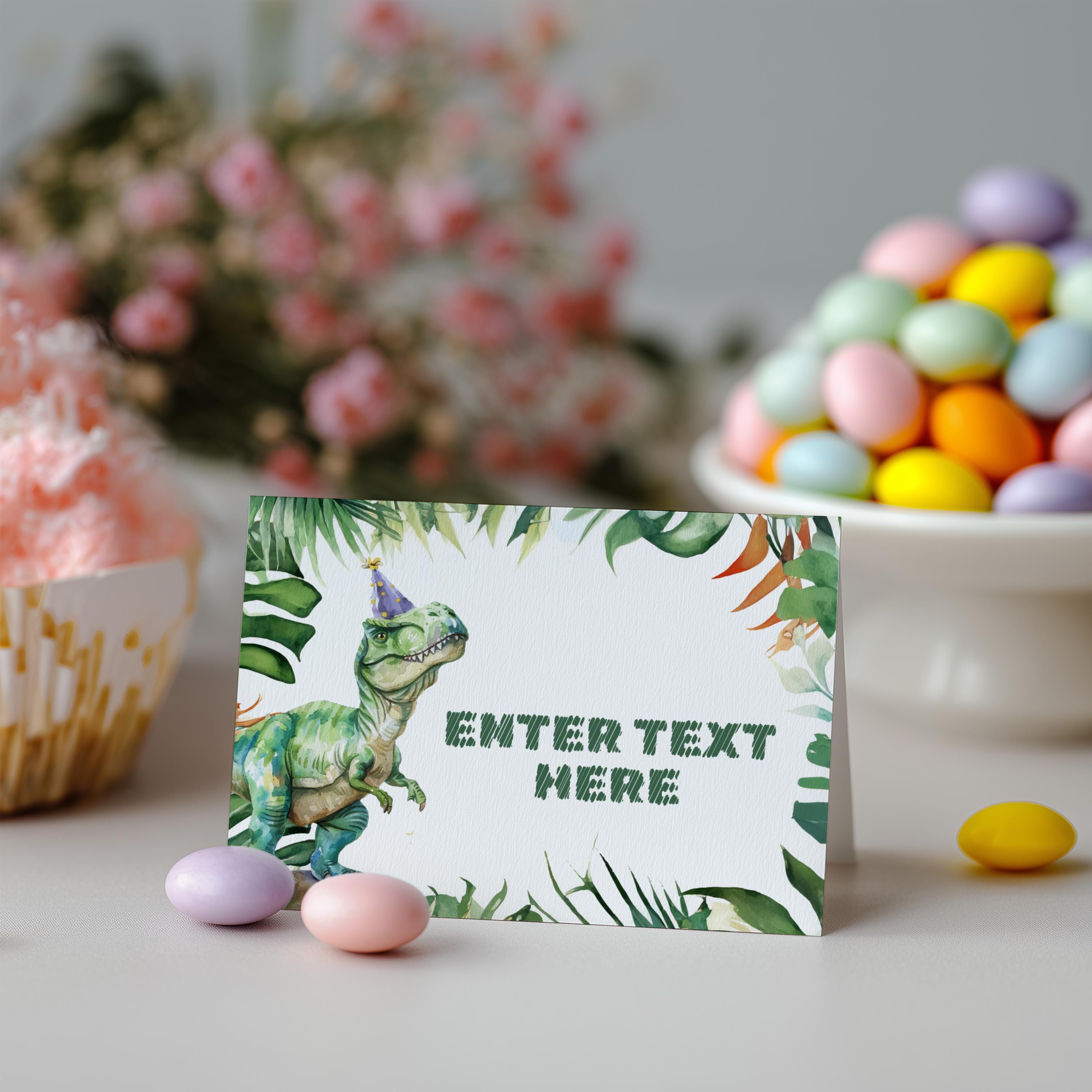 Editable Dinosaur Three Rex Food Tags | Dinosaur Three Rex Party Buffet Labels | Dinosaur Three Rex Tent Cards | Printable Table Labels 9014